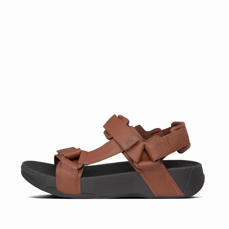 FitFlop Ryker Leder Strap Thick Sole DunkelBraun - FitFlop Sandalen Herren Sale [ZRJC-54729]